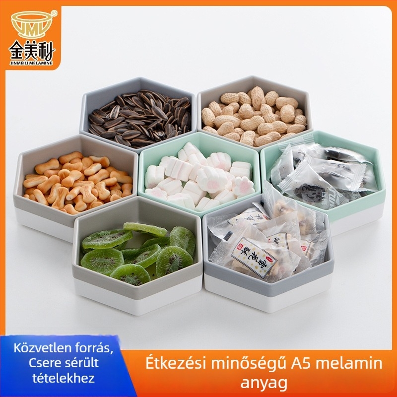 Melamin sushi tálalókészlet, hexagonális, szabálytalan forma, logóval testre szabható, aláglazúrozott felület, prémium minőség