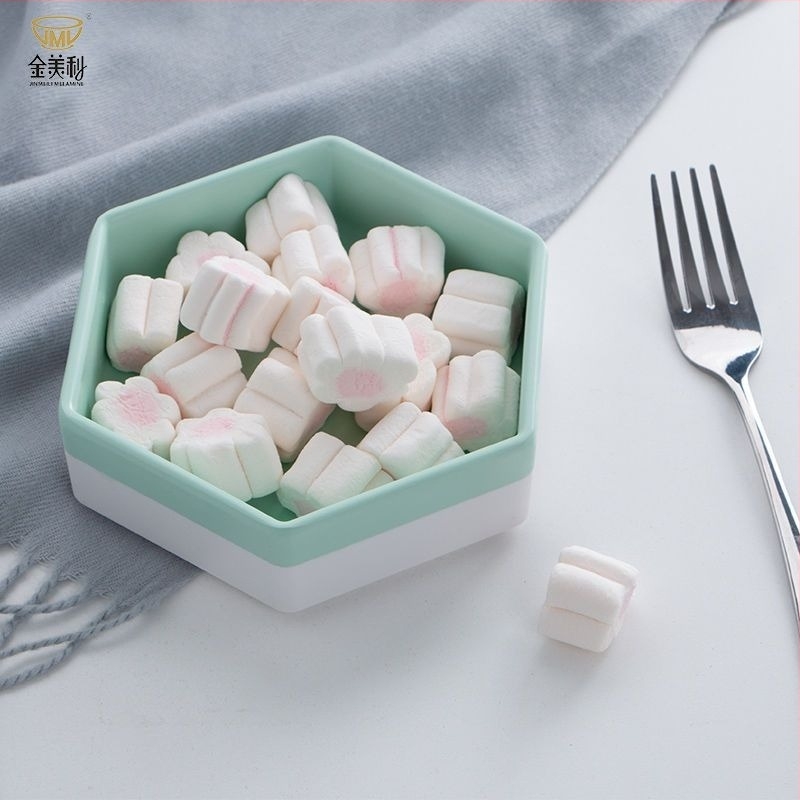 Melamin sushi tálalókészlet, hexagonális, szabálytalan forma, logóval testre szabható, aláglazúrozott felület, prémium minőség