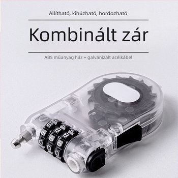 Külső acélkábel kombinált zár – MGWS C-31, 2 mm rúdátmérő, 10 mm távolság, numerikus kód, mérnöki műanyagok