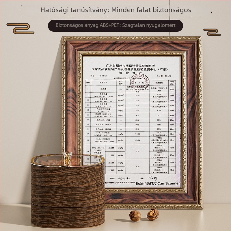 Műanyag osztott gyümölcstál tetővel, kör alakú, virágos mintával, modern minimalista stílus