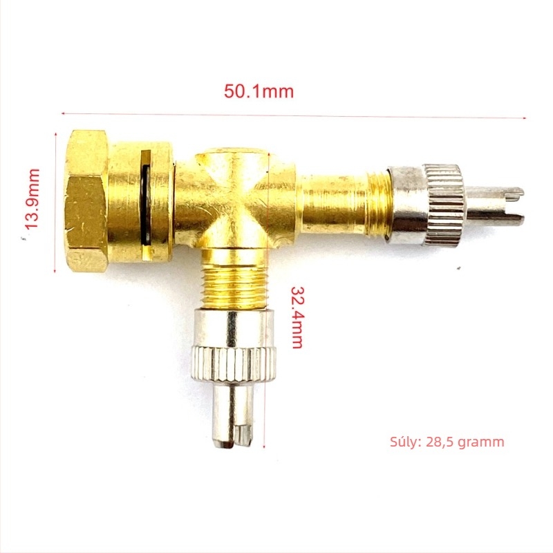 Tpms Copper Integrated Three-Way Valve — Pressure Test and Deflation Tool Set; Tubeless Valve, Screw-On, Standard Core, All Models Compatible