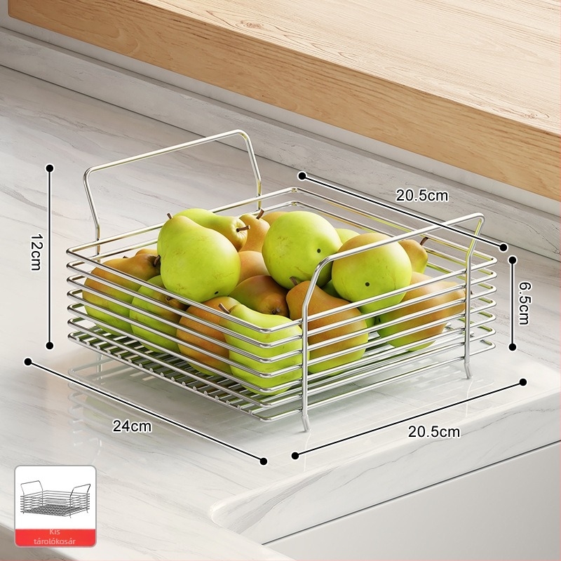 304 rozsdamentes acél tárolókosár, modell 8370, gyümölcs és zöldség tárolására, japán stílusú konyhai kosár – Kitchen phoenix