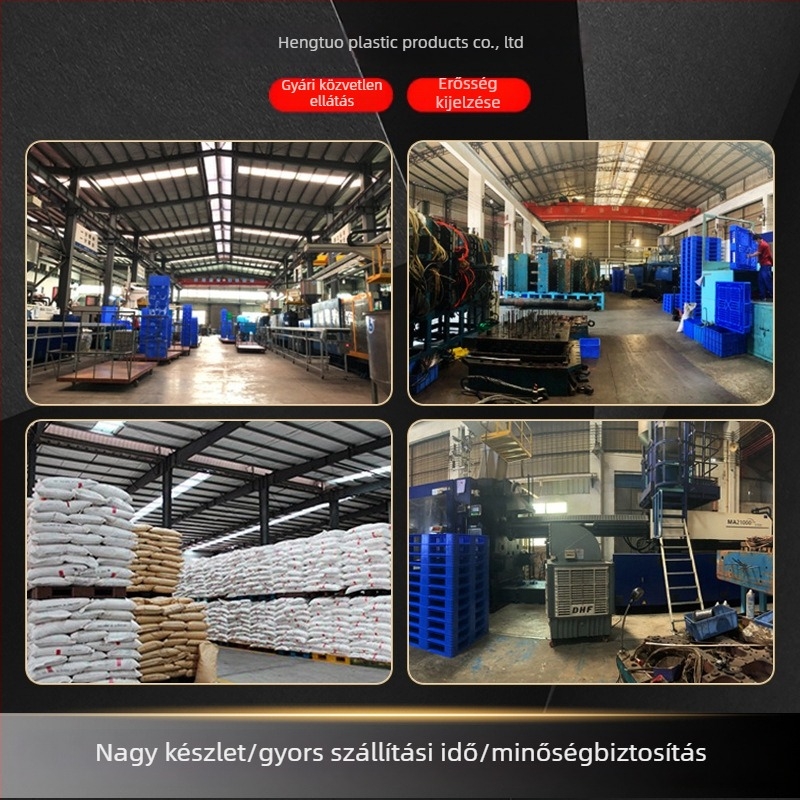 Megvastagított műanyag téglalap alakú tárolókosár vízelvezetővel, kék, zöldségekhez és gyümölcsökhöz.