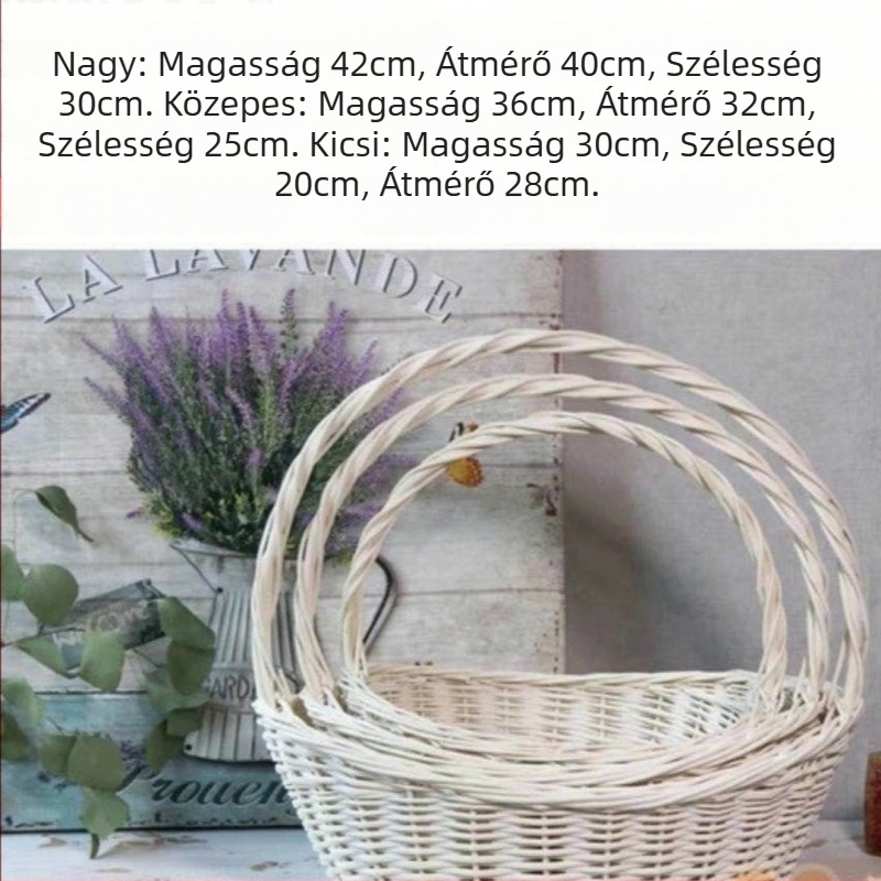 Rattan és vessző kosár, ajándék kosár, piknik kosár, hordozható kosár, virágkosár