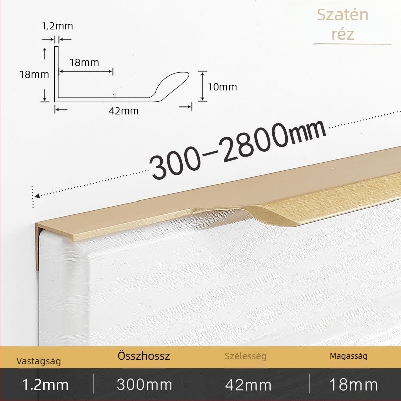 Edge fogantyú szekrényhez – alumínium ötvözet, továbbfejlesztett anodizálás, stílus Light Luxury, modell BJTF2