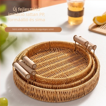 Gyümölcstál — kézzel készített rattan tál, egyszerű stílus