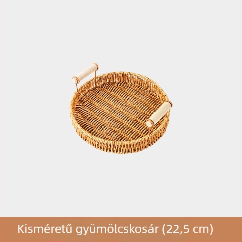 Gyümölcstál — kézzel készített rattan tál, egyszerű stílus