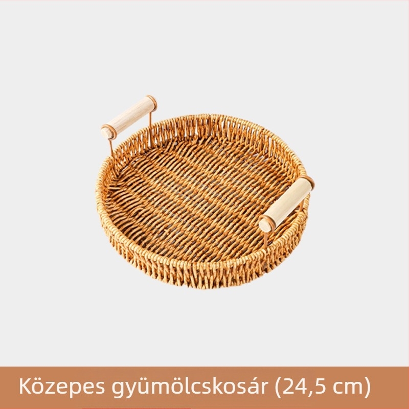 Gyümölcstál — kézzel készített rattan tál, egyszerű stílus