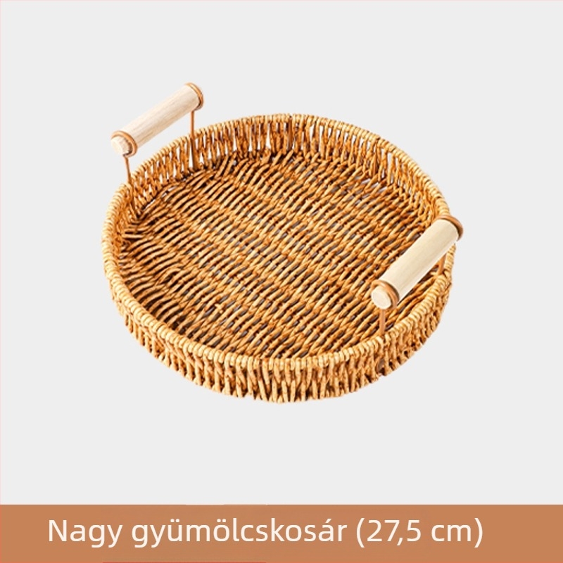 Gyümölcstál — kézzel készített rattan tál, egyszerű stílus