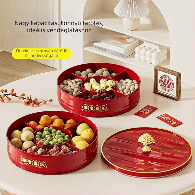 Műanyag gyümölcstál forgó rekeszekkel, modern egyszerű dizájn, első osztályú minőség