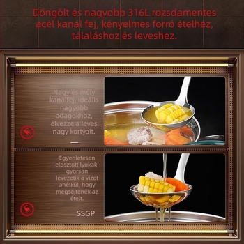 316-os rozsdamentes acél leveskanál, élelmiszer-minőség, hosszú nyél, égésálló