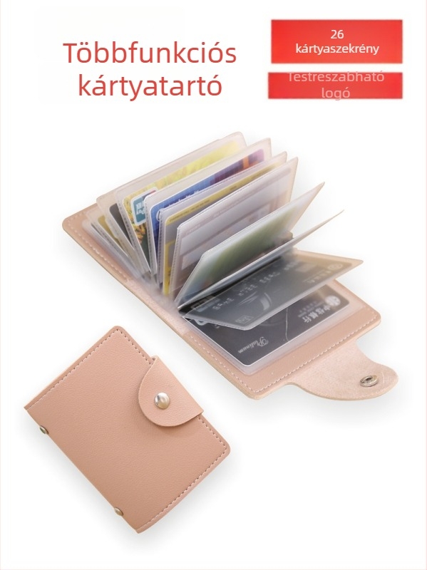 Kártyatartó lopás elleni védelem, 26 kártyahely, jogosítványtartó, PU bőr