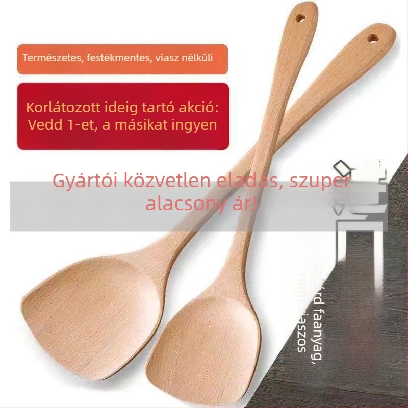 Főző spatula, fa kivitel, nyél bükkfából, hőálló (Anyag: Fa; Nyél: Bükk; Hőállóság)