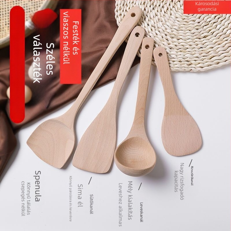 Főző spatula, fa kivitel, nyél bükkfából, hőálló (Anyag: Fa; Nyél: Bükk; Hőállóság)