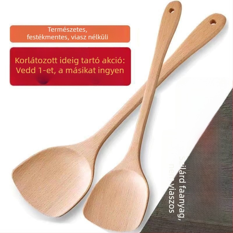 Főző spatula, fa kivitel, nyél bükkfából, hőálló (Anyag: Fa; Nyél: Bükk; Hőállóság)