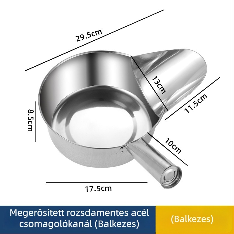 Csomagoló lapátkészlet rozsdamentes acélból, duckbill kialakítás, csúszásmentes és hőálló, nyél rozsdamentes acélból, eredet Chaozhou