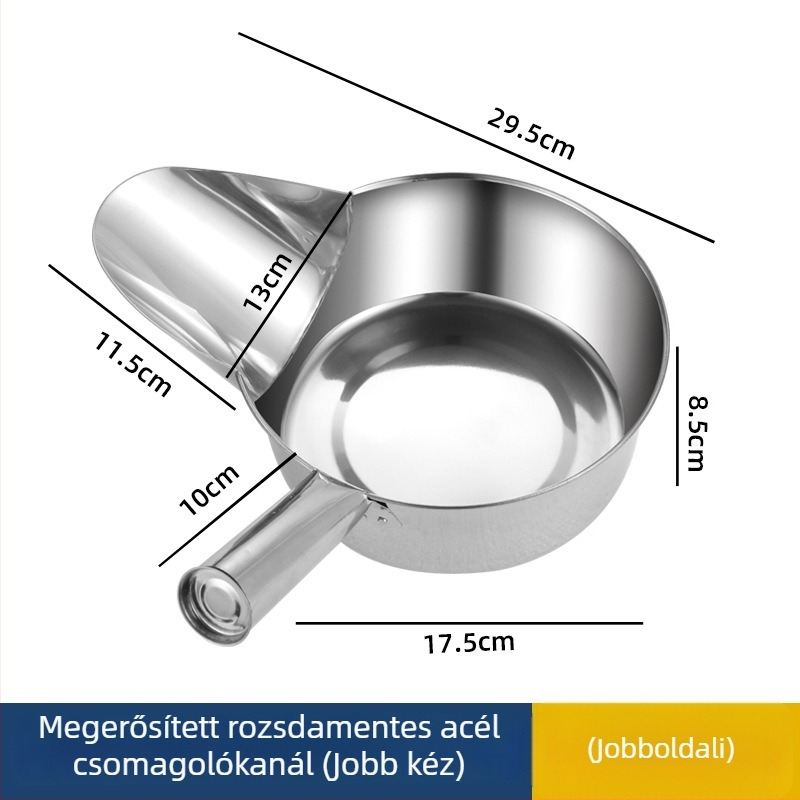 Csomagoló lapátkészlet rozsdamentes acélból, duckbill kialakítás, csúszásmentes és hőálló, nyél rozsdamentes acélból, eredet Chaozhou