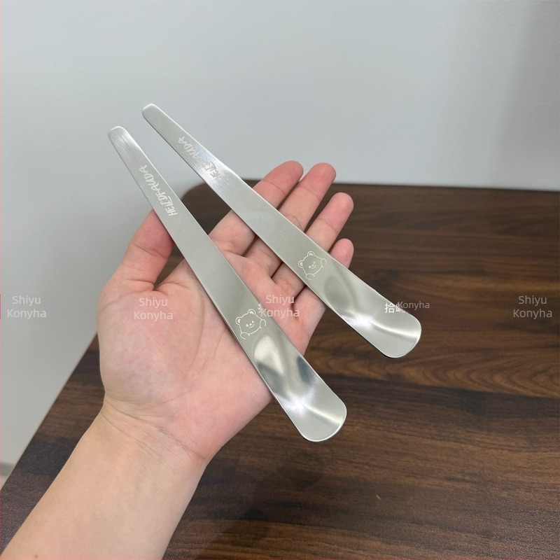 304 rozsdamentes acél hosszú nyelű desszerteskanál, modern minimalist design joghurthoz, fagylalthoz és kávé keveréséhez