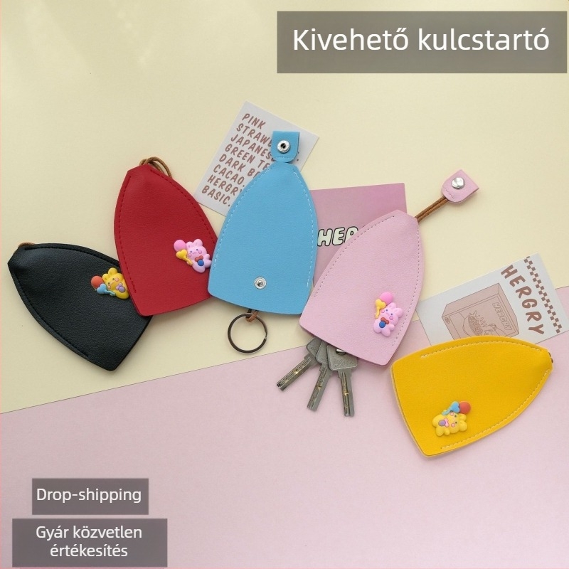 PU anyagú kulcstartó táska, utcai divat stílus, bélés nélküli kivitel, 2023 tavasz, tárolásra