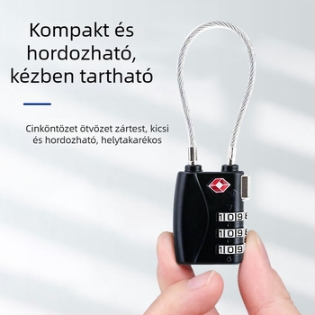 TSA poggyász-zár, csuklati ötvözet testtel, modell TSA719/TSA526, numerikus kombináció típus, záró rud vastagsága 2,4 mm, márka CJSJ