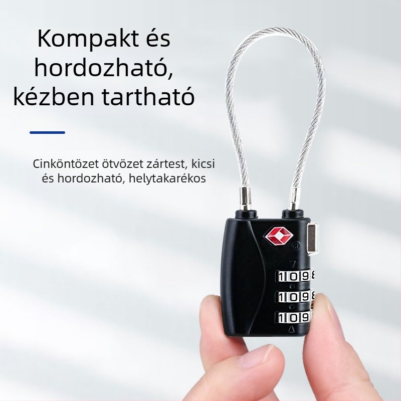 TSA poggyász-zár, csuklati ötvözet testtel, modell TSA719/TSA526, numerikus kombináció típus, záró rud vastagsága 2,4 mm, márka CJSJ