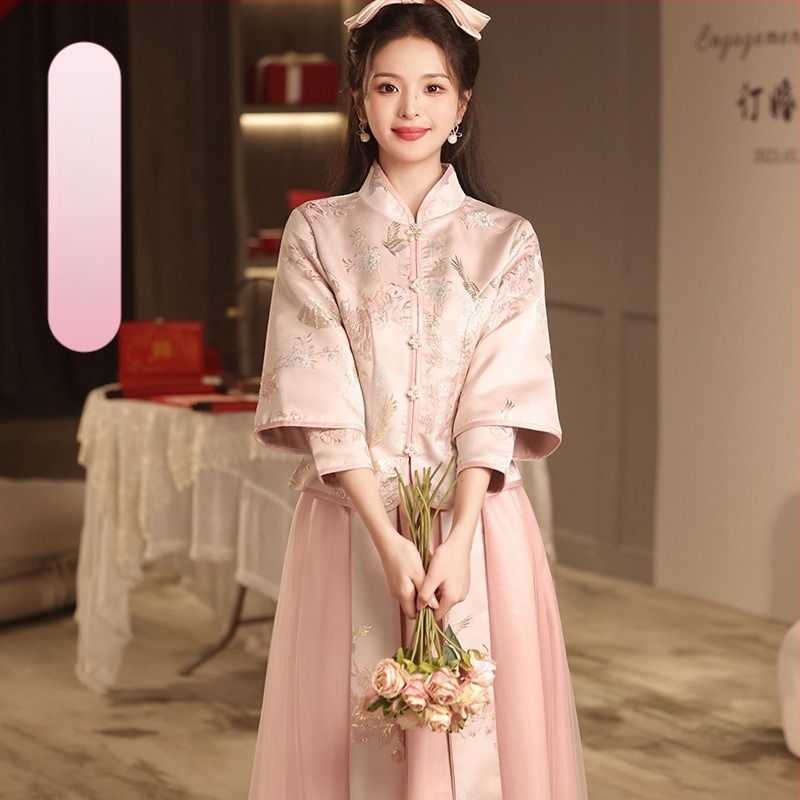 Koszorúslány ruha, nyár 2024, hálószövetes anyag, poliészter 95%+, hosszú szoknya, álló gallér