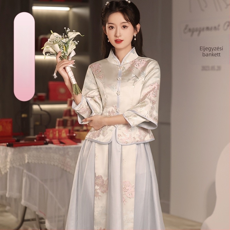 Koszorúslány ruha, nyár 2024, hálószövetes anyag, poliészter 95%+, hosszú szoknya, álló gallér