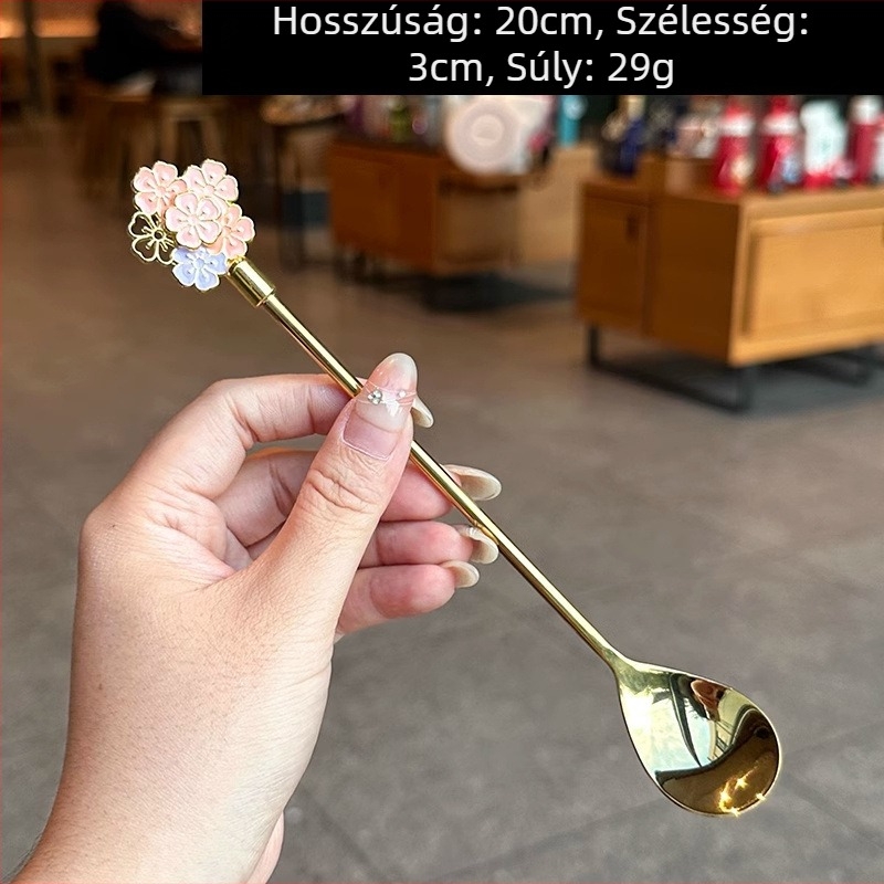Hosszú nyeletű keverőkanál - 304 rozsdamentes acél, kávéskanál, új kínai stílus