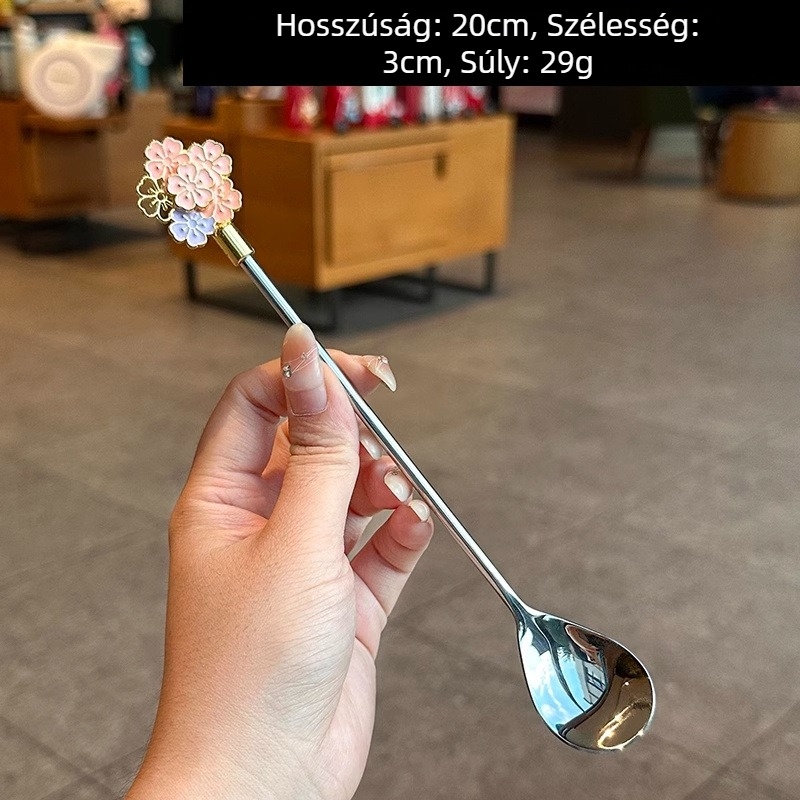 Hosszú nyeletű keverőkanál - 304 rozsdamentes acél, kávéskanál, új kínai stílus