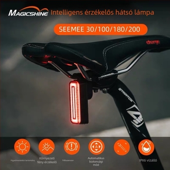 Mai Jiexun USB töltésű hátsó lámpa országúti és mountain bike-hoz intelligens érzékelővel és riasztó fénnyel