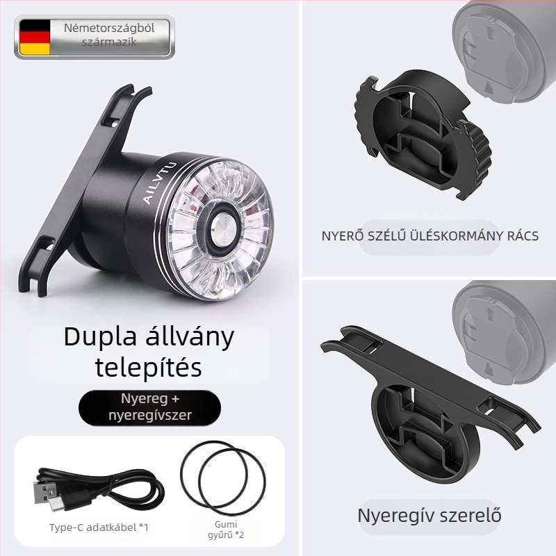 Kerékpáros hátsó lámpa intelligens szenzorral és fényjelzővel, újratölthető, MTB- és városi kerékpárokhoz, éjszakai figyelmeztetés és villogó mód