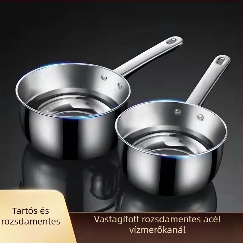 304 rozsdamentes acélból készült víz merőkanál, vastag testű, rövid nyele, hőálló