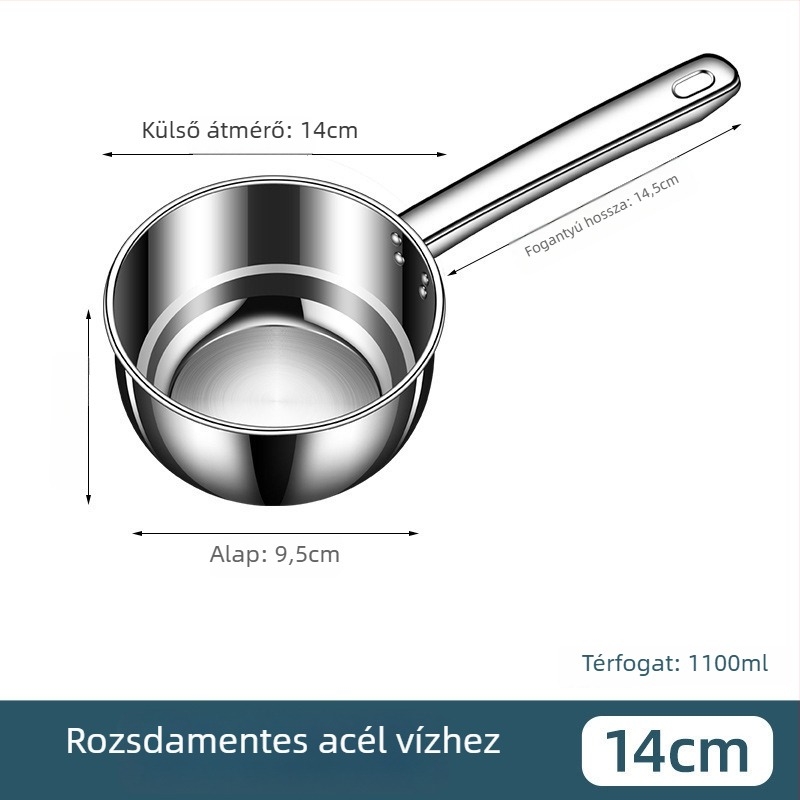 304 rozsdamentes acélból készült víz merőkanál, vastag testű, rövid nyele, hőálló
