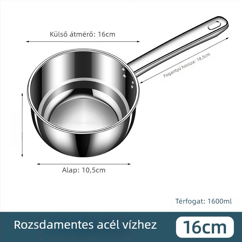 304 rozsdamentes acélból készült víz merőkanál, vastag testű, rövid nyele, hőálló