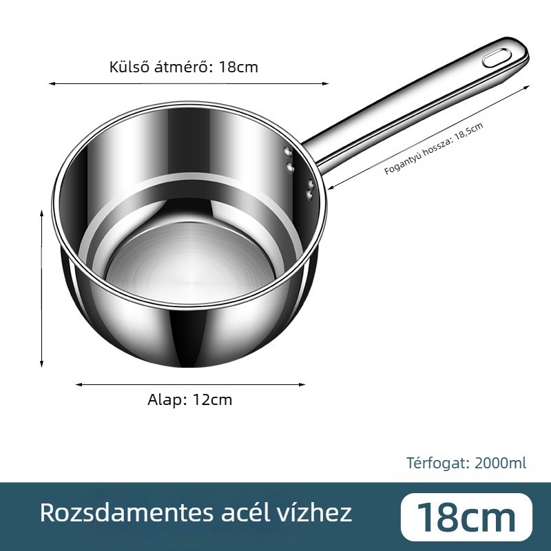 304 rozsdamentes acélból készült víz merőkanál, vastag testű, rövid nyele, hőálló