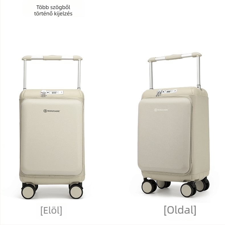 Nagy kapacitású PC bőrönd TSA kombinációs zár, univerzális kerekek, USB töltőport