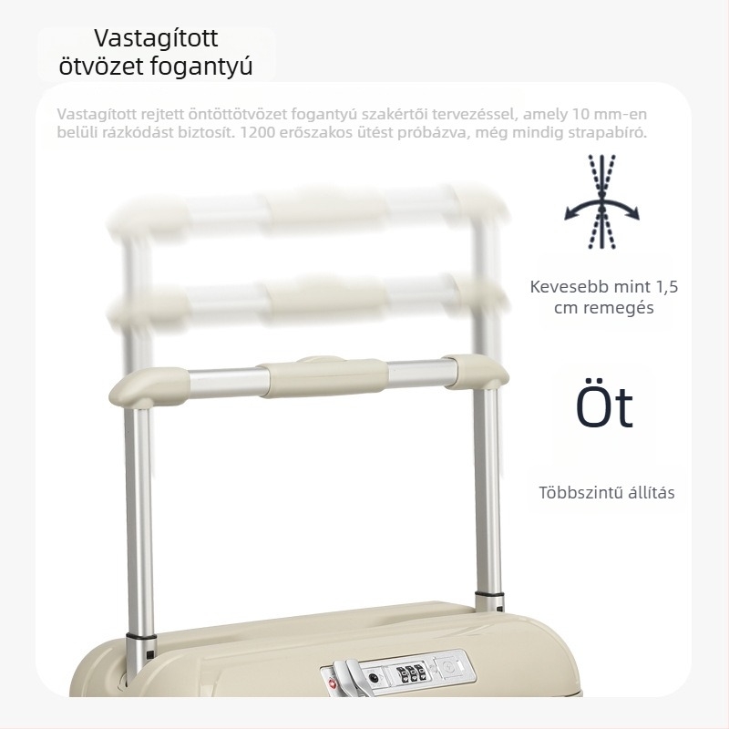 Nagy kapacitású PC bőrönd TSA kombinációs zár, univerzális kerekek, USB töltőport