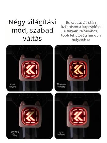 Kapvoe okos hátsó fény kerékpárhoz — USB-C töltés, 400 mAh akkumulátor, csattal történő rögzítés, éjszakai kerékpározáshoz