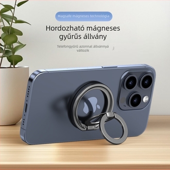 Irodai asztali mágneses telefontartó – forgó, kör alakú dupla gyűrűs dizájn, ötvözet anyag