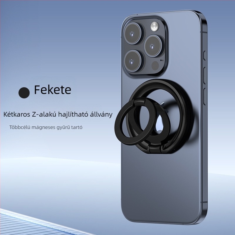 Irodai asztali mágneses telefontartó – forgó, kör alakú dupla gyűrűs dizájn, ötvözet anyag