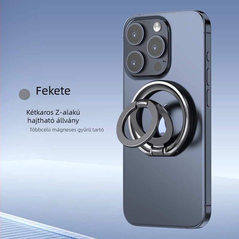 Irodai asztali mágneses telefontartó – forgó, kör alakú dupla gyűrűs dizájn, ötvözet anyag