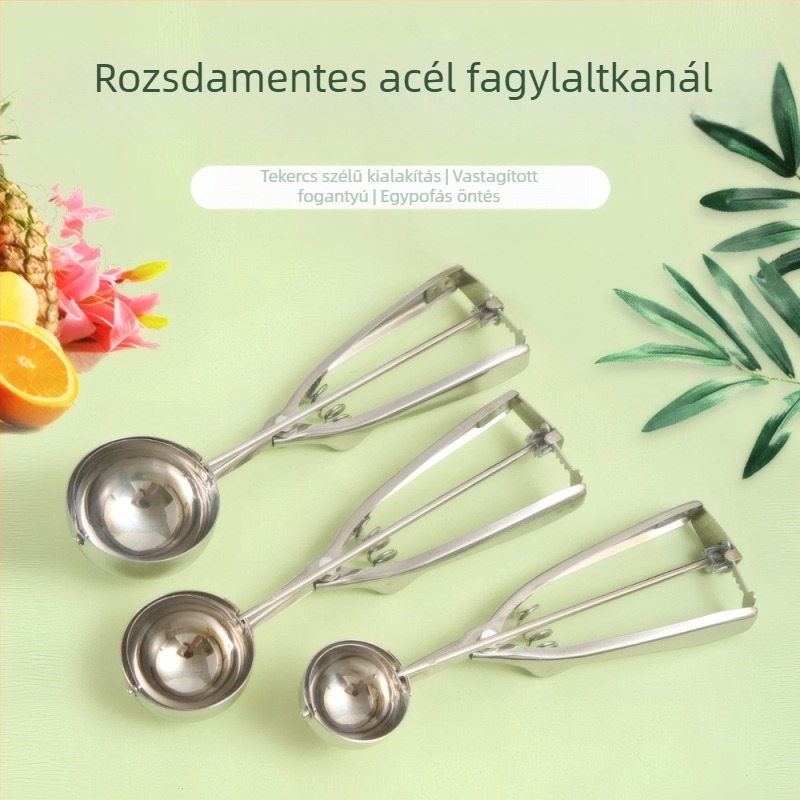 Rozsdamentes acél fagylaltkanál, új kínai stílus, felület vízzel csiszolva, prémium minőség, 2019-ben bemutatva