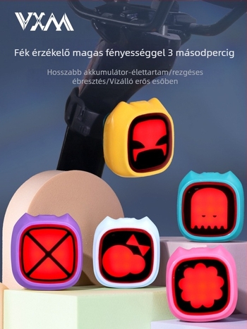 VXM országúti és terep kerékpár hátsó lámpa intelligens fékérzékelővel, USB-C töltésű, éjszakai tekerés figyelmeztető fény