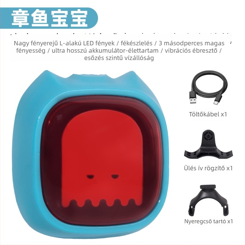 VXM országúti és terep kerékpár hátsó lámpa intelligens fékérzékelővel, USB-C töltésű, éjszakai tekerés figyelmeztető fény