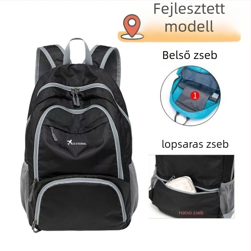 Könnyű, összecsukható hátizsák Oxford anyagból, vízálló, lopás elleni védelemmel, laptop- és telefonzsebbel