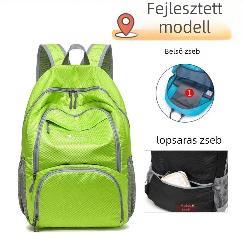 Könnyű, összecsukható hátizsák Oxford anyagból, vízálló, lopás elleni védelemmel, laptop- és telefonzsebbel