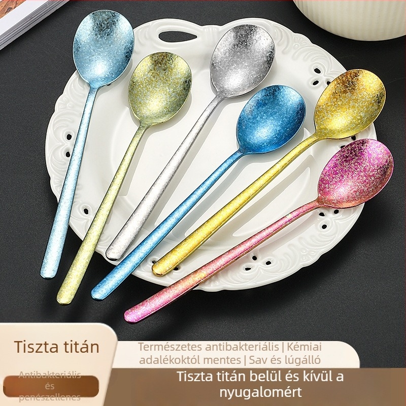Tiszta titánium kanál, dinnyé-kanál, koreai ihletésű modern minimalist dizájn, személyre szabható otthoni és kültéri használatra