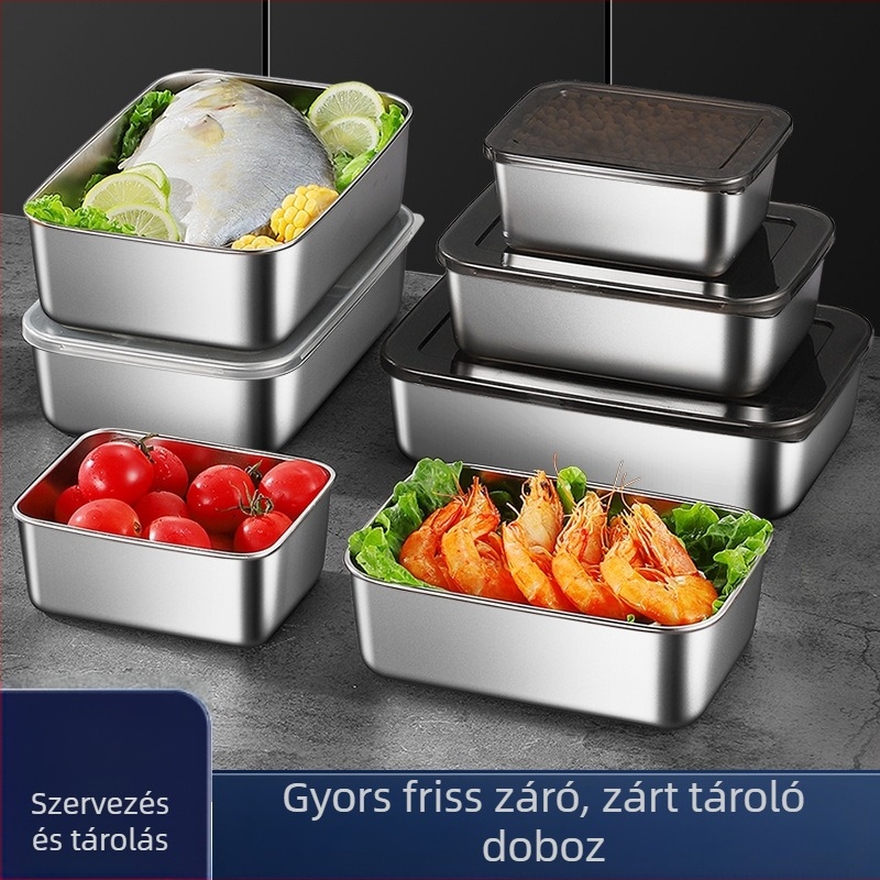 Rozsdamentes acél étel-előkészítő tálca, négyszögletes, mikróval kompatibilis, elektroplakolt felület, prémium minőség
