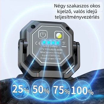 COB kemping zseblámpa, 500mAh újratölthető akkumulátor, 3V1A teljesítmény, 100–200 m hatótáv, kulcstartó