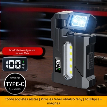 COB LED zseblámpa, 360° forgatás, tölthető, 20W, 4-6 órás akkumulátor-élettartam